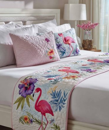 Sunset Wader Quilted Bed Scarf — Warm Sunset-Hued Bed Runner To Add Cozy Color & Texture, Lightweight Quilting, Reversible & Machine Friendly