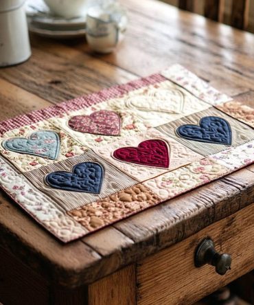 Sweet Keepsake Quilted Placemat — Vintage-Inspired Quilted Table Mat, Soft Cotton, Keepsake Gift or Charming Everyday Table Accent for Cozy Dining