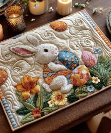 Sweet Spring Quilted Placemat — Floral Pastel Design, Insulating Table Mat, Machine-Washable Accent For Fresh Seasonal Tablescapes