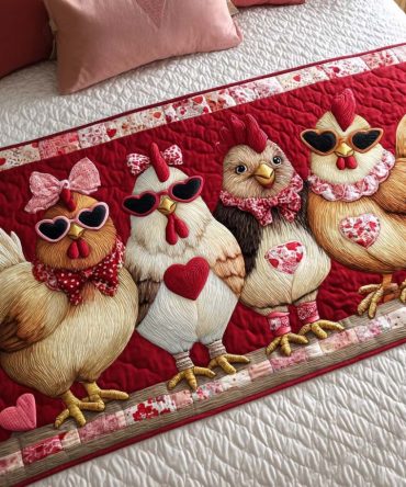 Sweetheart Dream Quilted Bed Runner — Charming Heart Accent For Bedroom, Lightweight Quilted Design, Easy Care