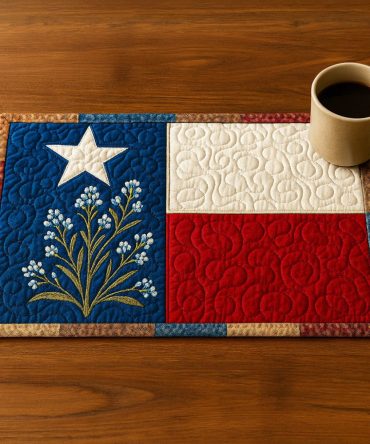 Texas Pride Quilted Placemat — Lone Star Patriotic Table Accent, Bold Red-White-Blue Design, Heavy Quilting For Protection, Machine Washable, Perfect For Bbqs & Holidays