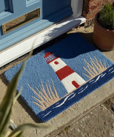 Nautical Lighthouse Welcome Mat — Durable Coir Doormat For Porch & Entry, Weather-Resistant, Grip Rubber Backing