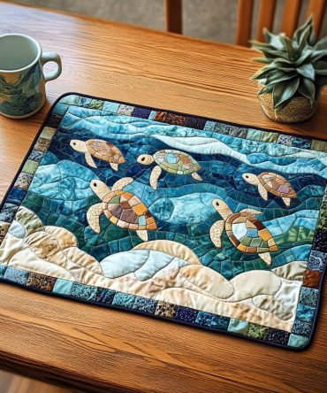Timeless Shell Quilted Placemat — Elegant Seashell Coastal Table Mat with Padded Cotton-Blend, Heat & Stain Resistant, Machine-Washable for Beach House Style