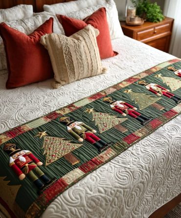 Toyland Magic Quilted Bed Scarf — Playful Holiday Bedding Accent For Queen & King, Whimsical Toy-Inspired Motifs & Soft Quilting