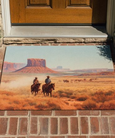 Autumn Western Trail Doormat — Rustic Fall Coir Welcome Mat With Leaf & Boot Motif, Durable Outdoor Porch Rug For Farmhouse