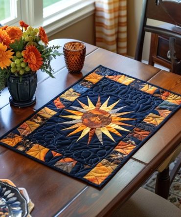 Tribal Celestial Quilted Dining Placemat — Artisan-Inspired Celestial Print, Durable Cotton Quilted Placemat for Modern Boho Tables