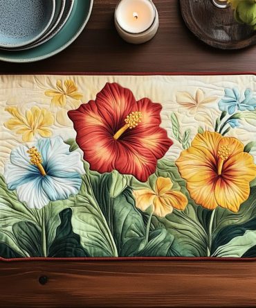 Petal Dance Quilted Placemat — Elegant Floral Dining Mat, Stain-Resistant Quilted Table Accent, Machine Washable & Durable For Everyday Use