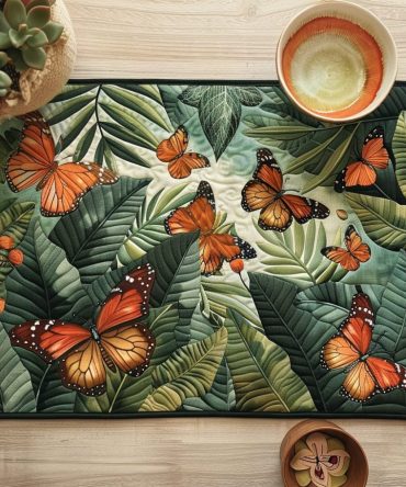 Tropical Butterflies Quilted Placemat — Bright Butterfly Table Decor, Vibrant Floral Design, Insulated, Machine Washable