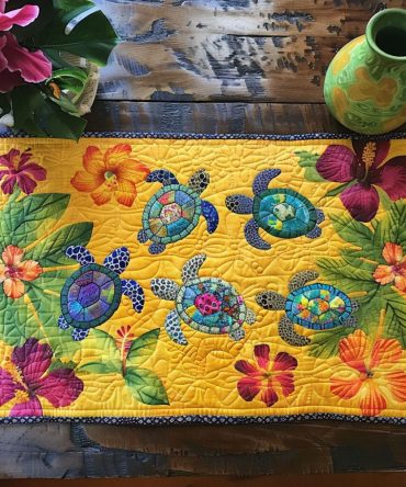 Tropical Turtle Quilted Placemat For Coastal Tables — Vibrant Sea Turtle Artwork, Premium Quilted Cotton-Blend, Easy-Care, Perfect Summer Gift