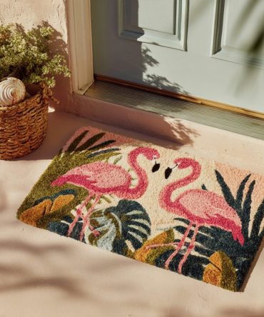 Tropical Grace Outdoor Doormat — Lush Palm & Floral Welcome Mat, Uv-Resistant Decorative Rug For Porches, Patios & Beach Homes