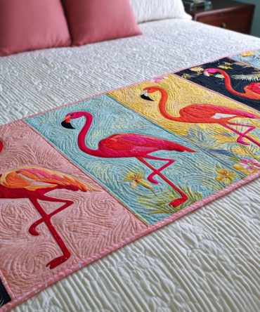 Luxe Tropical Palm Quilted Bed Runner — Palm Leaf Print Bed Scarf For King & Queen Beds, Coastal Resort Bedroom Accent