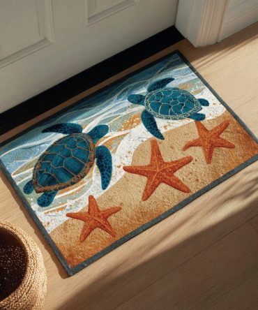 Turtle Dream Decorative Welcome Mat — Weatherproof Coir Entrance Rug With Non-Slip Backing, Charming Turtle Design For Porch, Patio & Entry