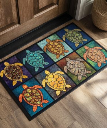 Turtle Glow Coastal Welcome Mat — Durable Coir Entrance Rug With Non-Slip Backing, Weather-Resistant Sea Turtle Design For Porch & Patio
