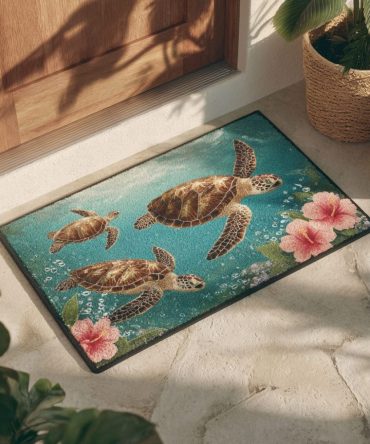 Turtle Path Outdoor Coir Welcome Mat — Durable Non-Slip Entrance Rug With Serene Turtle Trail Design, Weatherproof Porch & Patio Accent