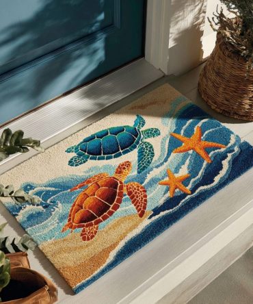 Turtle Shell Outdoor Welcome Mat — Durable Coir Entrance Rug With Non-Slip Backing, Weatherproof Turtle Pattern For Porch & Garden Entry