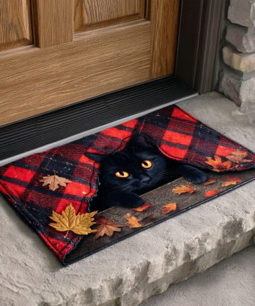 Twilight Cat Welcome Mat — Moody Evening Cat Design Doormat For Front Door, Porch & Indoor Entry To Complement Rustic Or Modern Décor