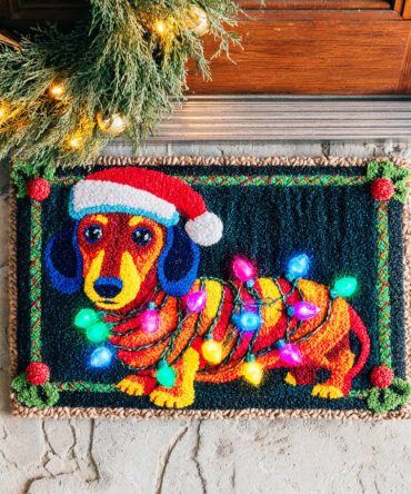 Festive Twinkle Dachshund Door Mat — Holiday Dog Lover Welcome Mat, Durable Non-Slip Outdoor Entry Rug, Cute Light-Up Style Design