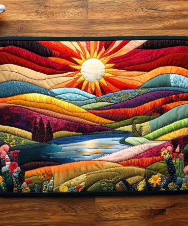 Valley Radiance Quilted Placemat – Warm Earth-Tone Floral Table Mat, Soft Quilting For Surface Protection, Easy Care & Stylish Everyday Dining Accent