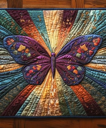 Velvet Wings Quilted Dining Placemat — Luxurious Velvet-Textured Butterfly Placemat, Reversible, Non-Slip Backing, Protective & Machine-Washable