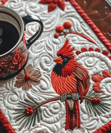 Vermilion Vista Quilted Placemat — Vibrant Red Cotton Table Mat with Durable Quilting for Everyday Use and Festive Table Styling
