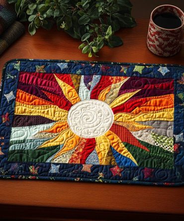 Vibrant Glow Quilted Placemat — Colorful Patchwork Cotton Table Mat for Modern Dining, Bright Kitchen Decor & Giftable Set