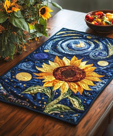 Vibrant Sunflowers Quilted Placemat — Bright Floral Table Accent, Heat-Resistant Cotton 12X18 Mat For Spring & Summer Dining