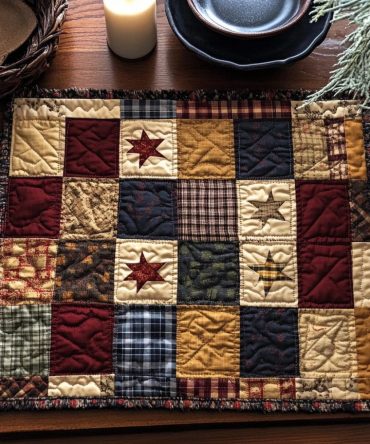 Vintage Floral Quilted Table Placemat — Heirloom-Inspired Cotton Dinner Mat, Durable Padding, Easy-Care Decorative Accent