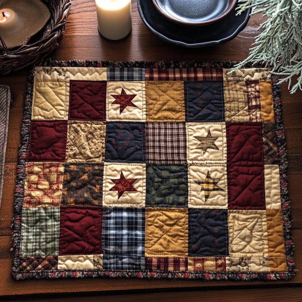 Vintage Floral Quilted Table Placemat — Heirloom-Inspired Cotton Dinner Mat, Durable Padding, Easy-Care Decorative Accent