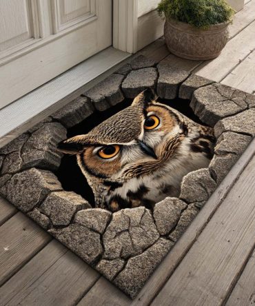 Watchful Owl Welcome Mat — Durable Owl Doormat For Front Door, Non-Slip Rubber Backing, Indoor/Outdoor Porch Accent & Gift-Ready