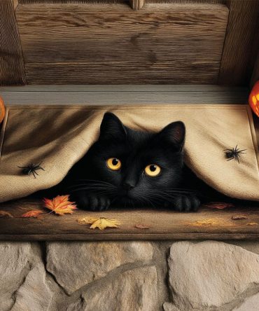 Web Corner Cat Doormat — Whimsical Spiderweb & Cat Welcome Mat, Durable Indoor/Outdoor Entry Rug With Non-Slip Backing For Pet Lovers
