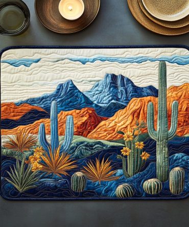 Western Dawn Quilted Placemat — Rustic Sunrise Table Mat, Durable Quilted Cotton, Cozy Farmhouse Ambiance & Easy-Care Dining Accent