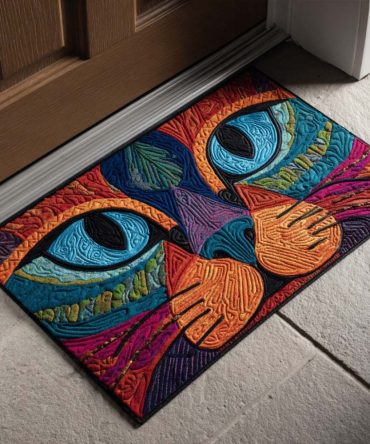 Whimsical Cat Welcome Mat — Playful Feline Door Mat For Indoor/Outdoor Use, Durable Non-Slip Front Entry Mat With Charming Cat Artwork