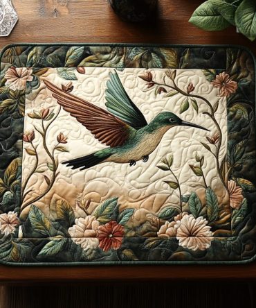 Whimsical Quilted Table Mat with Playful Wings Pattern — Soft Cotton Placemat for Colorful Dining, Gifts & Everyday Use