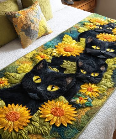 Whispering Moon Quilted Bed Runner — Soft Lunar-Themed Decorative Scarf For King & Queen Beds, Reversible Cozy Accent