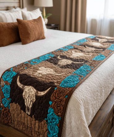 Wild Dust Quilted Bed Runner — Boho-Chic Desert Accent, Earthy Textured Bed Scarf To Add Warmth & Pattern To Your Bed