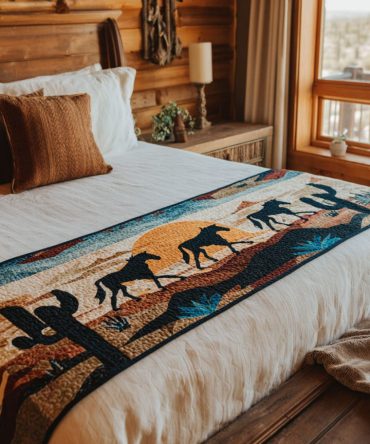 Wild West Soul Quilted Bed Runner – Bold Frontier Patterns & Heavy-Stitch Quilting, Statement-Making Accent For Western, Boho & Eclectic Spaces