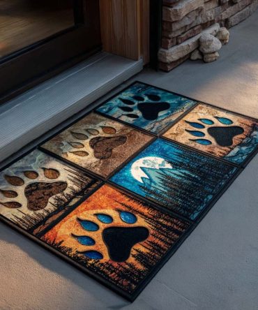 Wilderness Paw Mosaic Outdoor Doormat — Durable Coir Welcome Mat With Geometric Paw Print For Cabin Or Pet Lover'S Porch
