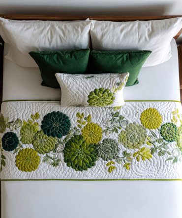 Wildflower Lullaby Quilted Bed Runner — Boho Floral Bed Scarf For Relaxed, Layered Bedding, Soft & Machine Friendly