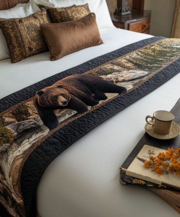 Wildwood Nature Quilted Bed Scarf - Rustic Forest Bed Runner With Earth Tones, Lightweight Cotton Blend, Cozy Cabin Decor