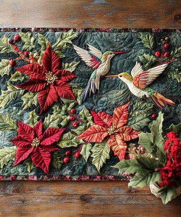 Wings of Joy Quilted Placemat — Elegant Bird & Floral Table Mat, Soft Quilting, Durable Cotton Blend, Machine-Washable for Everyday Dining