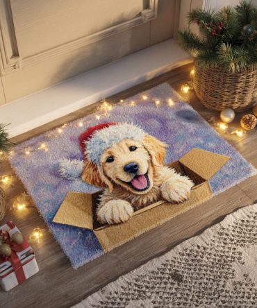 Winter Glow Front Door Rug — Snowflake Holiday Doormat, Durable Coir Entrance Mat 18X30 In, Outdoor/Indoor, Non-Slip, Fade-Resistant Print