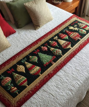 Winter Glow Quilted Bed Runner , Warm Seasonal Accent For Queen & King Beds, Soft Quilted Finish, Reversible & Easy Care
