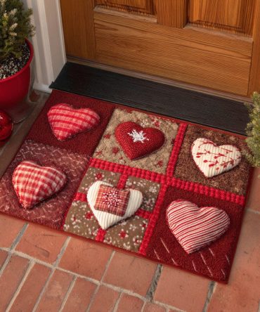 Winter Heart Charm Mat — Festive Heart-Themed Holiday Welcome Rug, Cozy Seasonal Entryway Accent, Durable & Easy-Clean Design