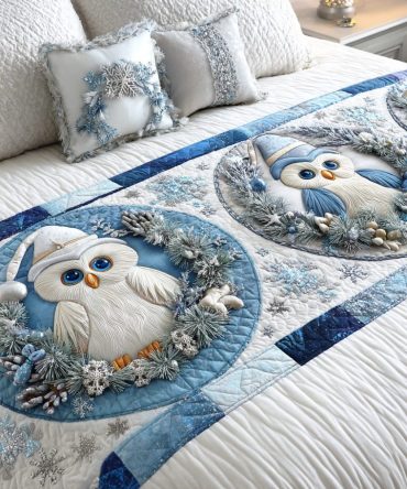 Winter Night Quilted Bed Runner — Starry Night Accent Throw For Queen & King Beds, Cozy Seasonal Bedroom Style