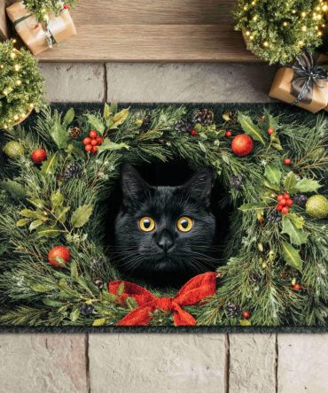 Winter Paws Cozy Welcome Mat — Festive Paw Print Doormat For Holiday Season, Low-Profile Entry Rug For Porch, Doorstep & Pet Homes