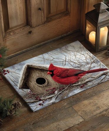 Charming Winter Bird Welcome Mat - Heavy-Duty Outdoor Doormat For Snowy Porches, Non-Slip Holiday Entryway Decor, Shop Now