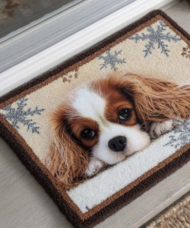 Winter Spaniel Welcome Mat — Cozy Spaniel Front Door Doormat With Seasonal Design, Heavy-Duty Coir, Anti-Slip For Outdoor Use