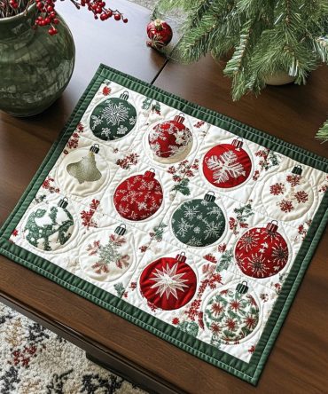 Winter Sparkle Quilted Placemat Set — Shimmery Holiday Table Mats, Quilted Cotton Blend For Parties, Family Dinners & Entertaining