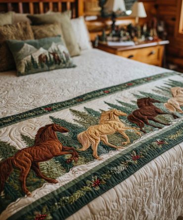 Winter Trot Quilted Christmas Bed Runner — Cozy Holiday Bed Scarf, Reversible Quilted Bedding Accent For Classic Seasonal Decor