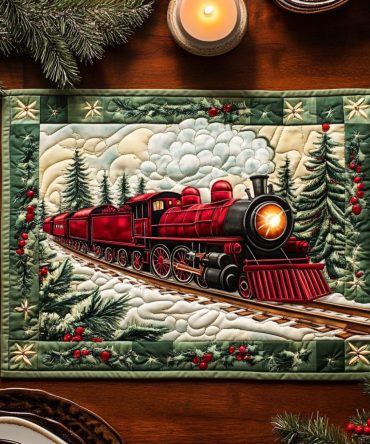 Festive Winter Quilted Table Placemat - Insulated Cotton Holiday Dinner Mat with Snowflake Applique for Cozy Seasonal Decor